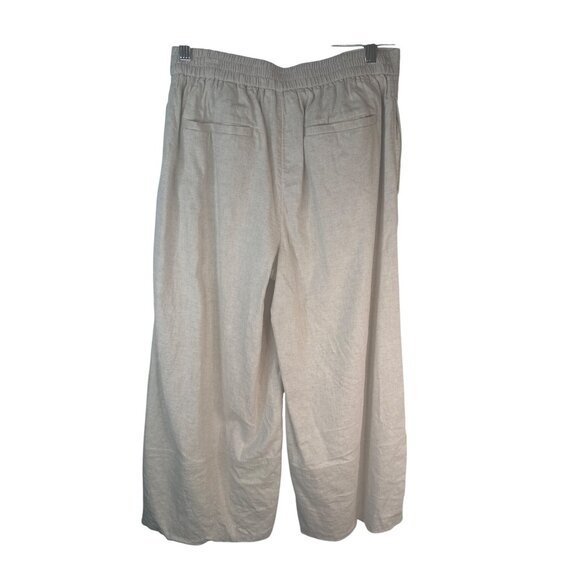Banana Republic Wide Leg S Cropped Linen Blend Pants Soft Neutral Comfortable - Picture 8 of 16